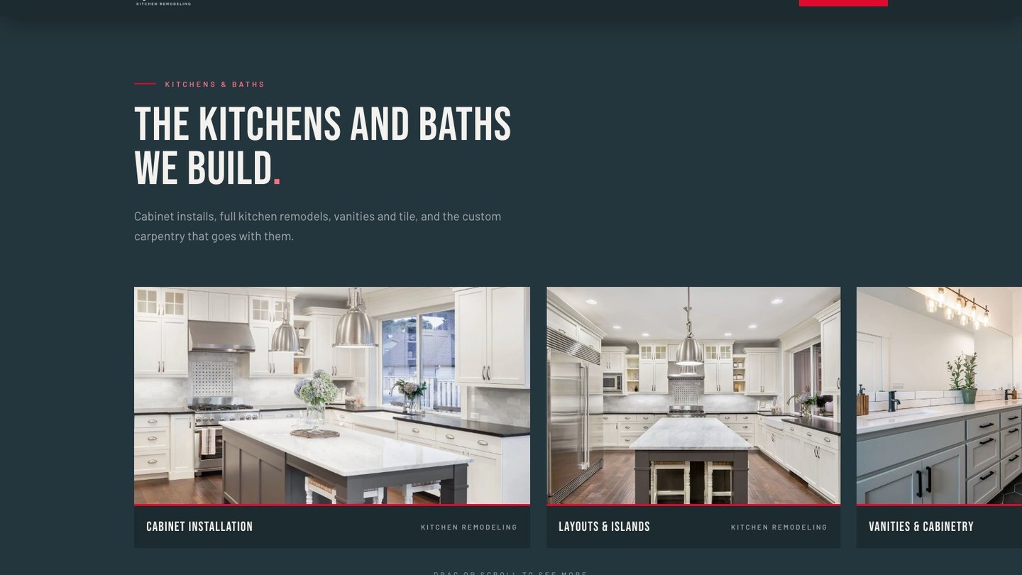 The work gallery section of the new homepage